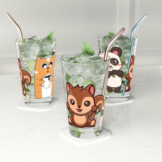 Pint Glass, 16oz Cute Animals