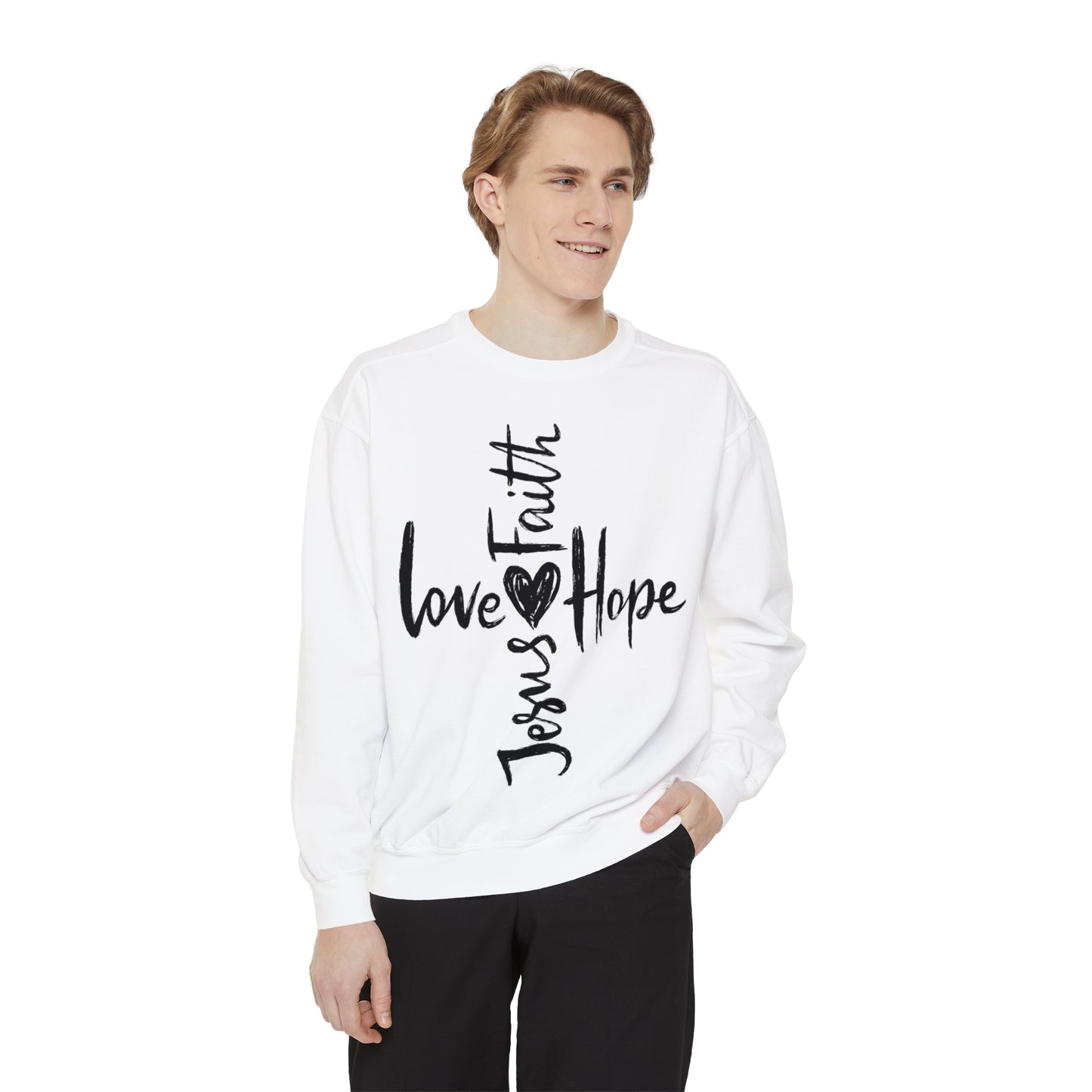 Love Faith Joy Jesus Unisex Garment-Dyed Sweatshirt
