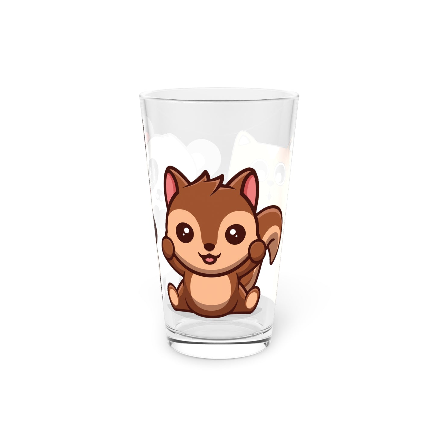 Pint Glass, 16oz Cute Animals