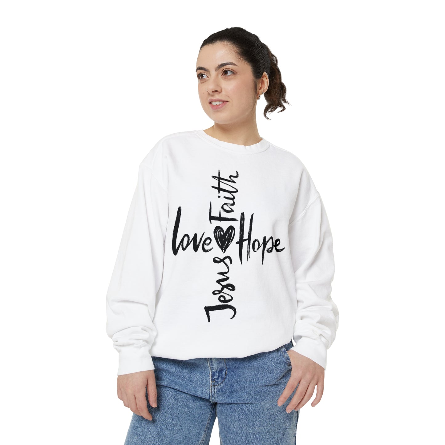 Love Faith Joy Jesus Unisex Garment-Dyed Sweatshirt